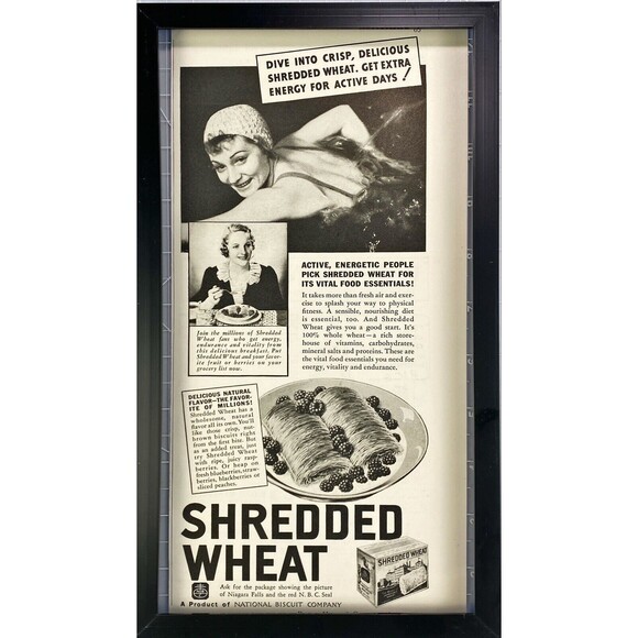 Shredded Wheat "Dive into Crisp Shredded Wheat. Extra Energy" VTG Print Ad 1936 - Picture 3 of 3